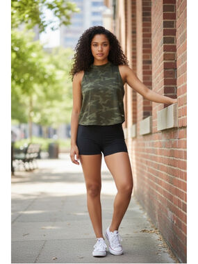 Womens DSG mock neck tank green camo size xl